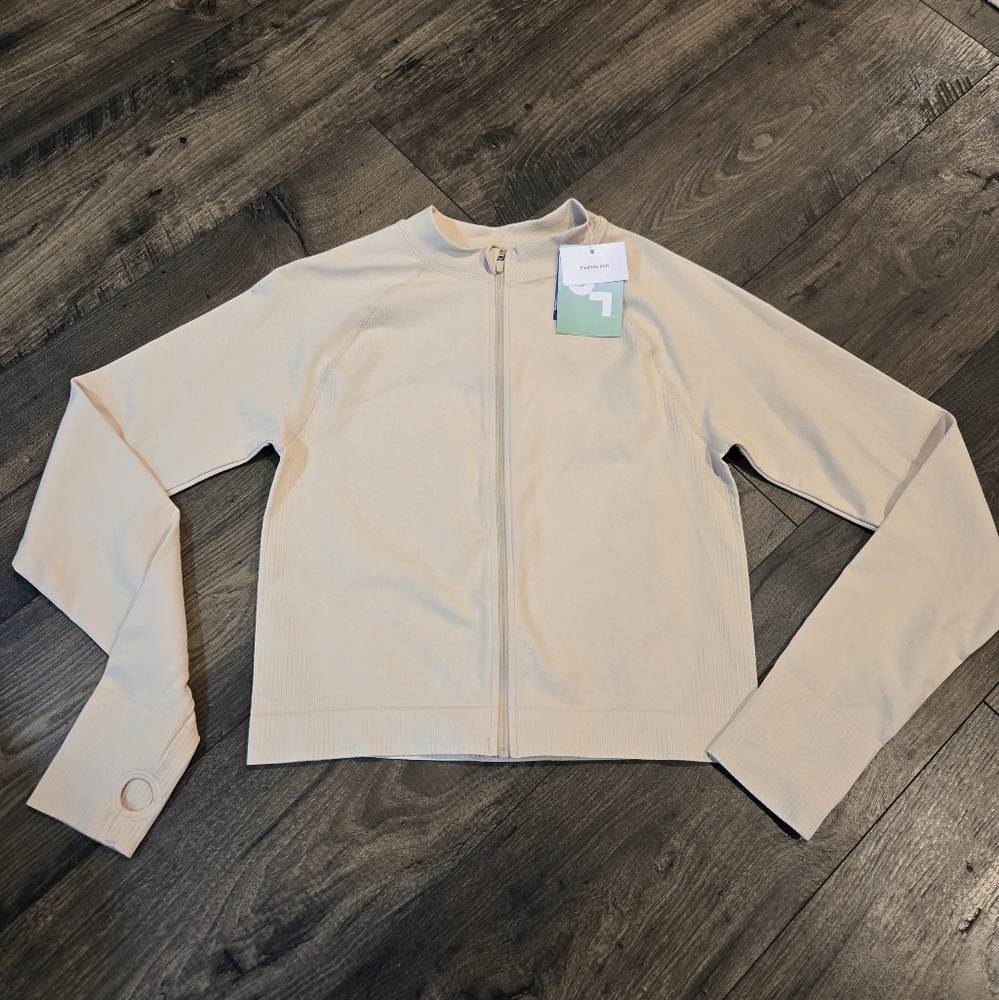 Joy Lab Athletic Zip Up Long Sleeve Lightwight Jacket Womens Beige NWT